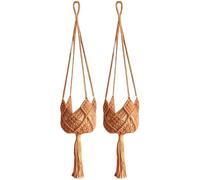 Macrame Plant Hanger, Set of 2 Woven Rope Ceiling Hangings, Boho Crochet Home Decor, Stylish Flower Pot Basket 35 inches for Window, Porch, Indoor/Outdoor