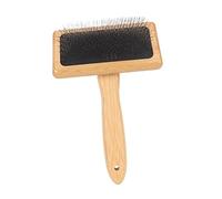Macrame Slicker Comb for Pets Quick Brushing with Air Bag Cushion Bamboo Handle Easy Clean Detangling Comb Convenient Hanging Storage (L)