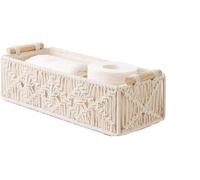 Macrame Storage Basket Boho Decor Baskets for Organizing Woven Decorative Basket for Countertop Toilet Paper Basket for Toilet Tank Top Shelf Basket with Handle for Bathroom Decor Nursery