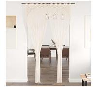 Macrame String Curtain 140x240 cm Cream 80% Cotton 20% Polyester Tunnel Top Div