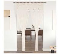 Macrame String Curtain 140x240 cm Cream 80% Cotton 20% Polyester Tunnel Top Div