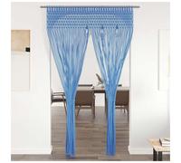 Macrame String Curtain Blue 140x240cm 80% Cotton Blend Handmade Easy Hang Tunnel