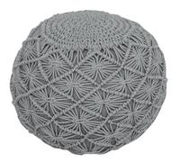Macrame Traditonal Round Pouffe Decor Ottoman 100% Cotton Handmade Silver