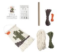 Macrame Wall Art - Cotton Wood 32cm, Boho Tapestry, Cactus Pattern Tassel Design | Beginner Friendly Set, DIY Macrame Kit, Woven Yarn Kit For Home Decor, Dorm Room, Office Wall