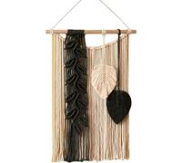 Macrame Wall Hanging Art Woven Boho Home Décor, Handmade Boho Woven Yarn Tassel Bohemian Tapestry Wall Art Decor Leaf Tapestry For Home Bedroom Living Room Apartment Gallery ( Color : Black , Size : 4