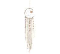 Macrame wall hanging boho decoration, white moon woven wall decoration tapestry, wooden owl beads, handmade Bohemian tapestry, woven handmade home decoration, living room, bedroom décor.