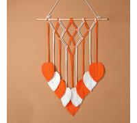 Macrame Wall Hanging Boho Tapestry Woven Bohemian Above Bed Wall Decor Wedding Christmas Backdrop Decoration For Bedroom Living Room Nursery Dorm, Idea Gift,Orange