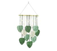 Macrame Wall Hanging Green Leaf Tassel Tapestry, Chic Home Decor | Handmade Woven Leaves Wall Decor Aesthetic Ornament for Bedroom Living Room Dorm Office Apartment