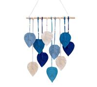 Macrame Wall Hanging Handwoven Cotton Rope Leaf Tapestry Wall Hanging Bohemian-Style Walls Art Tapestry For Living Room Decor Blue