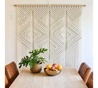 Macrame Wall Hanging Tapestry Boho Decor-Handmade Cotton Rope Macrame Wall Tapestries-Macrame Curtain Simple Wall Hanging Home Geometric Art Wall Decor