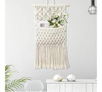 Macrame Wall Hanging Tapestry,Wall Decor Chic Handmade Cotton,Woven Bohemian Home Decoration,Magazine Storage Organizer Tapestry Pocket Boho Wall Decor for Living Room Bedroom Party Decoration