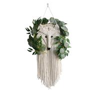 MacRame Wall Hanging Woven Tapestry Boho Decor | Nature Inspired Textile Artwork with Artificial Greenery Design for Rustic Living Room