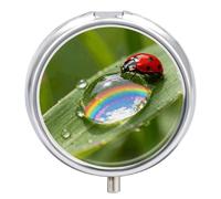 Macro Dewdrop World pilldispenser with Mirror 3 Compartments Waterproof Pillcase for Purse Pocket Non-Slip Grip Travel Medicine Organizer Container Box for Vitamin Fish Oil Supplement