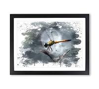 Macro Dragonfly V3 Modern Framed Print | A2 Black Framed Wall Art | Ready to Hang | Modern Animal Picture | Living Room Bedroom Lounge Office