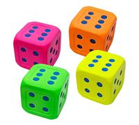 Macro Giant 6 Inch Foam Jumbo Big Playing Dice, Set of 4, Neon Colors, Round Edge, Toy Brick, Board Games, Math Teaching, Family Game, Wedding Games, Kid Toy Gifts
