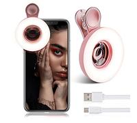 Macro Lens for iPhone and Android with Mini Clip Ring Light, Portable Rechargeable Dimming, for Smart Phone Photography, Camera Video Recording, VLOG