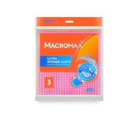 Macro Max Ultra Sponge Cloth 3 Pack, 10 Times Its Weight Water Absorption High Performance Kitchen Cloth