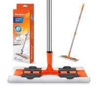Macromax Clip-On Microfibre Cleaning Mop - Heavy Duty Stainless Steel Handle - Durable Plastic & Metal Design - Flexible Cleaning with Secure Gear Catch System - Ideal for Hardwood, Tile & Laminate