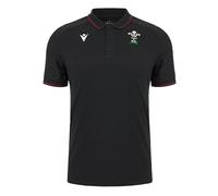 Macron 2023-2024 Wales Rugby Travel Polo Shirt (Black)
