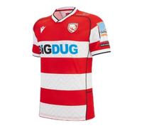 Macron Gloucester Rugby 2025/26 Kids Home Rugby Shirt Red (UK, Age, 10 Years, Regular)