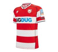 Macron Gloucester Rugby 2025/26 Kids Home Rugby Shirt Red (UK, Age, 14 Years, Regular)