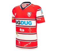 Macron Gloucester Rugby Home 4ED Rugby Shirt (UK, Alpha, XXL, Regular, Regular) Red