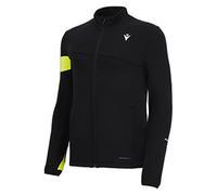 Macron Men's Run Fcc Amos 3D Stretch Full Zip Sweater Man Blk/Nyel Sweatshirt, Black-Yellow, L