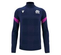 Macron Mens Scotland Rugby Quarter Zip 2025 Adults Shirt Navy/Sky XL