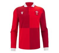 Macron Mens Wales Rugby Long Sleeve Home Shirt 2025 Adults Red XL