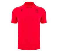 Macron Mens Wales Rugby Travel Polo Shirt 2025 Adults Short Red XL
