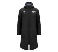 Macron Ospreys Rugby 2025/26 Adults Long Padded Bench Jacket Black (UK, Alpha, XL, Regular, Regular)