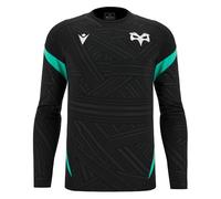 Macron Ospreys Rugby 2025/26 Mens Training Poly LS T-Shirt Black (UK, Alpha, XL, Regular, Regular)