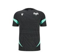Macron Ospreys Rugby 2025/26 Mens Training Poly T-Shirt (UK, Alpha, 3XL, Regular, Regular, Black)