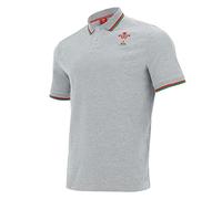 Macron Unisex Wru Merch Ca Lf Cotton Poly Piquet Jr Gry Mel/Red Polo Shirt, Grey, 6 Years