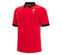 Macron Unisex Wru Merch Ca Lf Cotton Poly Piquet Jr Red/Blk Polo Shirt, Red, 6 Years