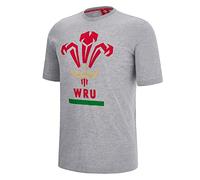 Macron Unisex Wru Merch Ca Lf Cotton Poly T-shirt Print Gry Mel Feather T Shirt, Grey, XL