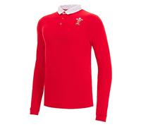 Macron Unisex Wru Merch Ca Lf Rugby Cotton Jersey Red/Wht Jr Polo Shirt, Red, 8 Years