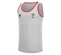 Macron Wales 2022/23 Mens Rugby Training Singlet Vest Tank Top Grey/Red - XL