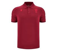 Macron Wales Rugby Mens Travel Polo Shirt | Red | 2025/26 (UK, Alpha, XL, Regular, Regular, Dark RED)