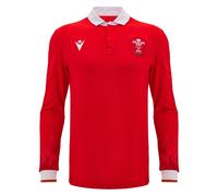 Macron Wales WRU 2024/25 Adults Long Sleeve Cotton Rugby Shirt
