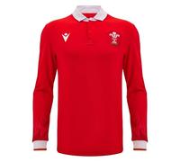 Macron Wales WRU 2024/25 Adults Long Sleeve Cotton Rugby Shirt (UK, Alpha, 4XL, Regular, Regular, Red)