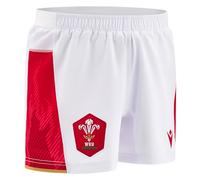 Macron Wales WRU 2024/25 Adults Six Nations Home Rugby Shorts (UK, Alpha, L, Regular, Regular, White)
