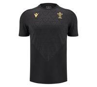 Macron Wales WRU 2024/25 Mens Poly Training Rugby T-Shirt (UK, Alpha, 5XL, Regular, Regular, Black)