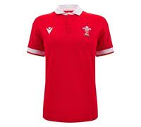 Macron Wales WRU 2024/25 Womens Six Nations Home Cotton Rugby Shirt (UK, Numeric, 22, Regular, Regular, Red)