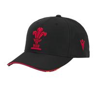 Macron Wales WRU 2025/26 Baseball Dad Cap (UK, Alpha, L, Black & RED)