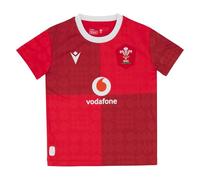 Macron Wales WRU 2025/26 Kids Rugby Shirt - Home/Away (UK, Age, 4 Years, Regular, Regular, RED - Home)