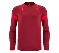 Macron Wales WRU 2025/26 Mens Players Long Sleeve Training T-Shirt (UK, Alpha, S, Regular, Regular, Dark Red)