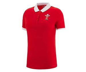 Macron Women's Wru Merch Ca Lf Female Red/Wht Polo Shirt, Red, 14 UK