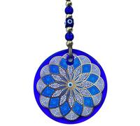 Macroria Mandala Design Stained Glass Gold 5" Large Evil Eye Wall Hanging Ornament Traditional Handmade Housewarming Gift Eye Protection Charm for Indoor and Outdoor Use