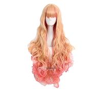 Macross F Sheryl Nome Cosplay Wig Long Wavy Light Blonde Pink Dream Ombre Heat Resistant Synthetic Hair Wig + Wig Cap